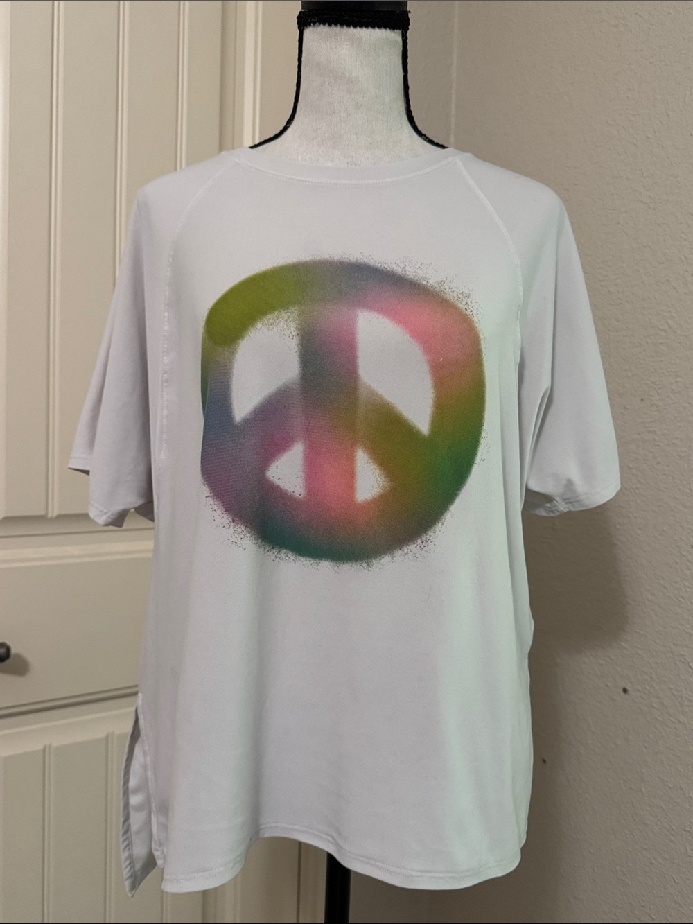 Old Navy White Tee with Multicolor Peace Sign